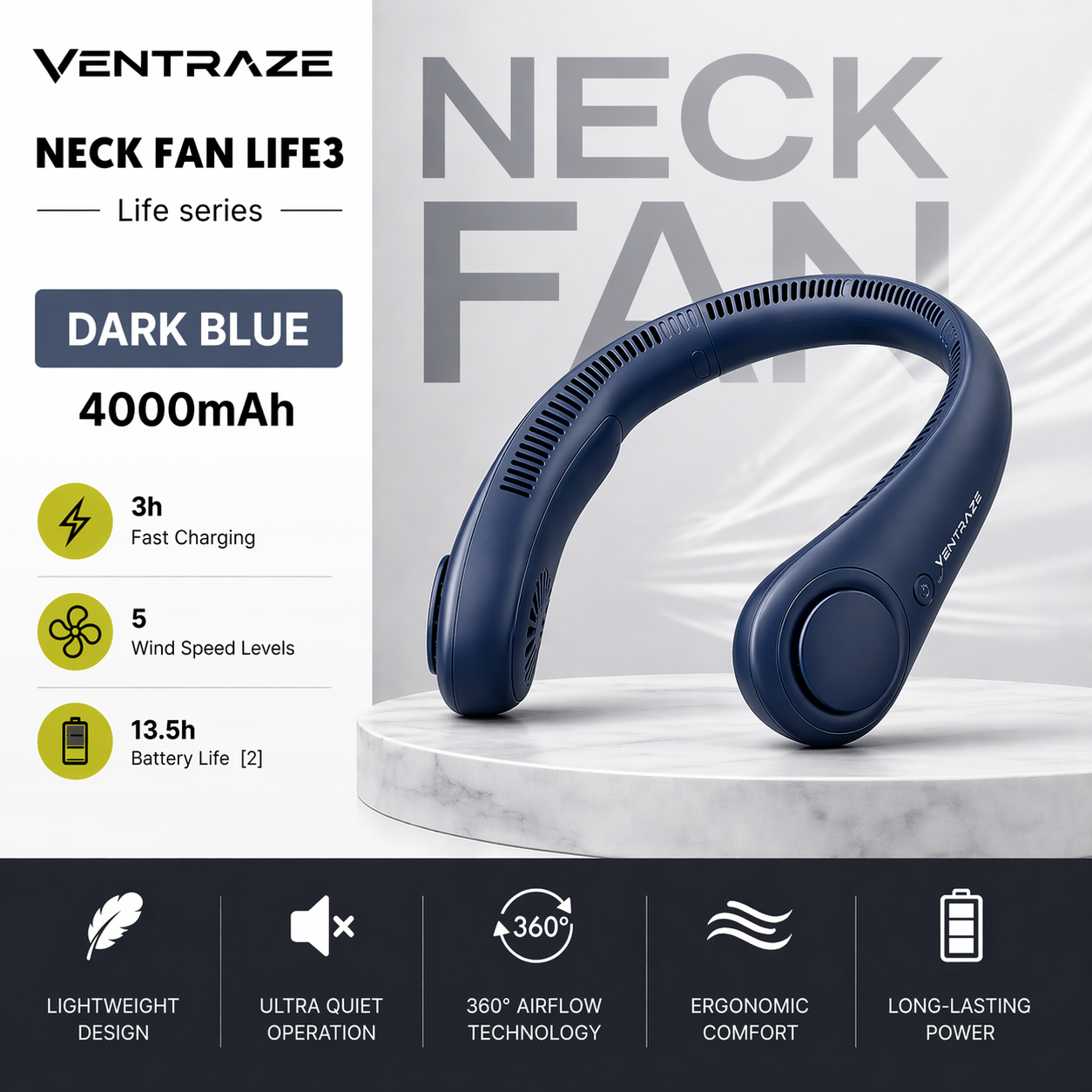Ventraze™ Neck Cooling Fan – 360° Hands-Free Airflow