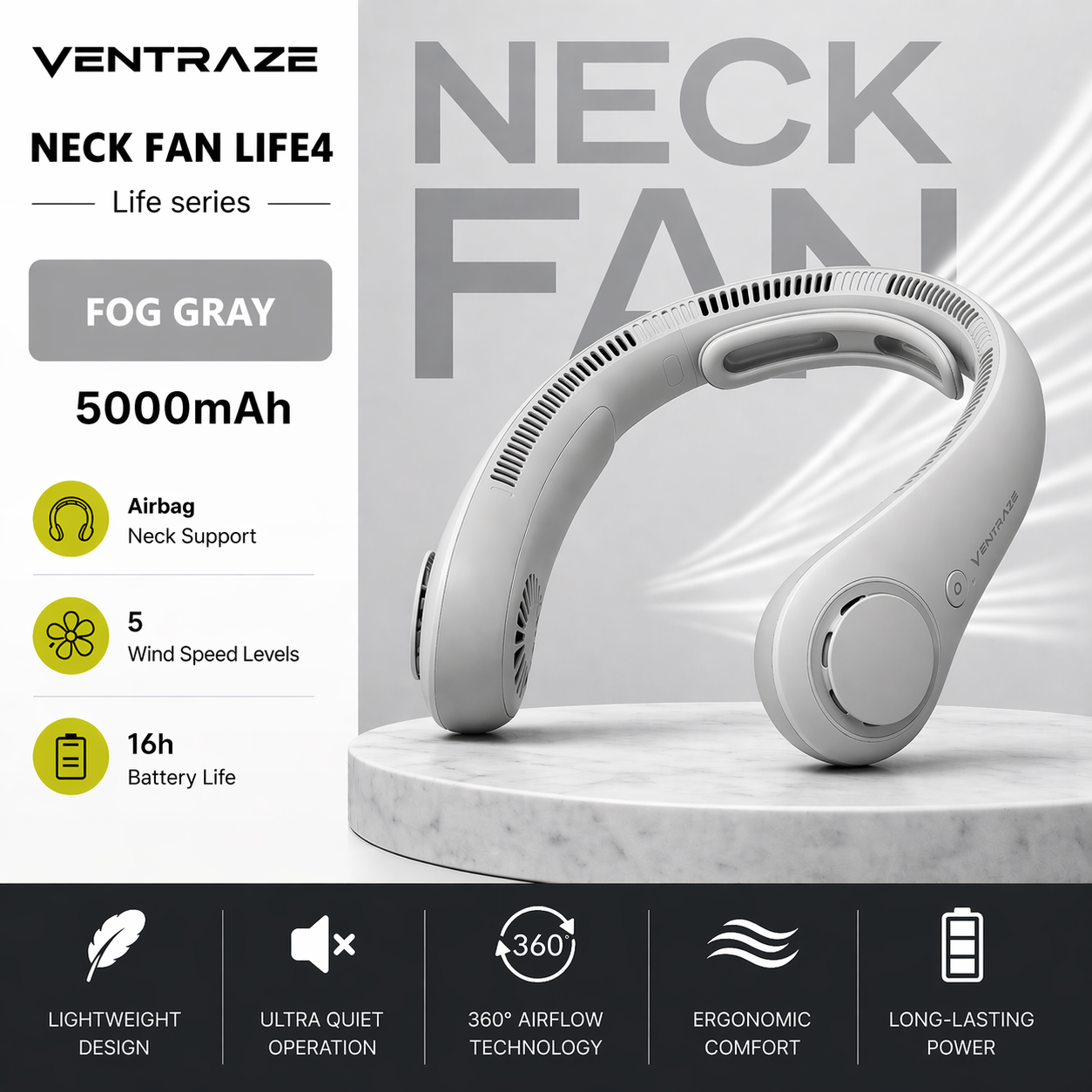 Ventraze™ Neck Cooling Fan – 360° Hands-Free Airflow