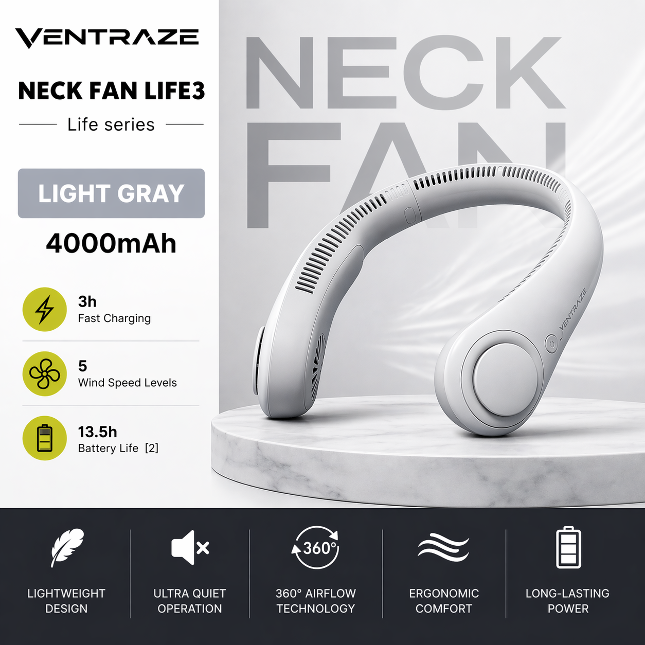 Ventraze™ Neck Cooling Fan – 360° Hands-Free Airflow