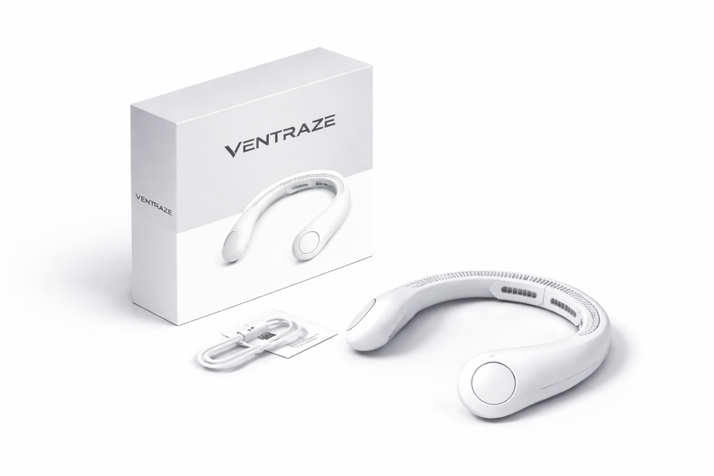 Ventraze™ Neck Cooling Fan – 360° Hands-Free Airflow